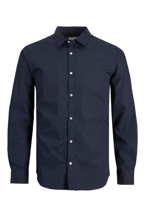 JJJOE SHIRT LS PLAIN - ΜΠΛΕ