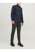 JJJOE SHIRT LS PLAIN - ΜΠΛΕ