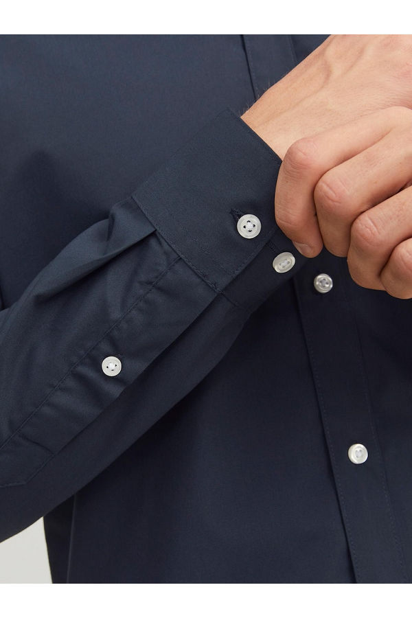 JJJOE SHIRT LS PLAIN - ΜΠΛΕ