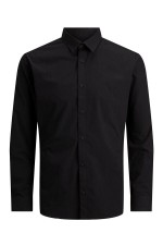 JJJOE SHIRT LS PLAIN - ΜΑΥΡΟ
