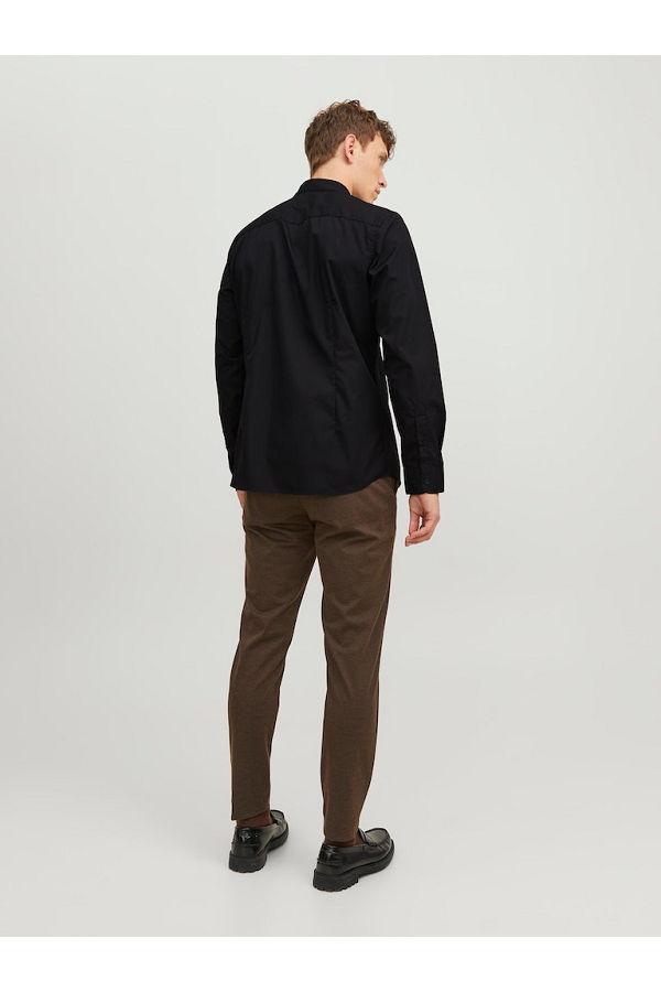 JJJOE SHIRT LS PLAIN - ΜΑΥΡΟ