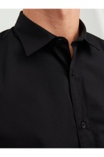 JJJOE SHIRT LS PLAIN - ΜΑΥΡΟ