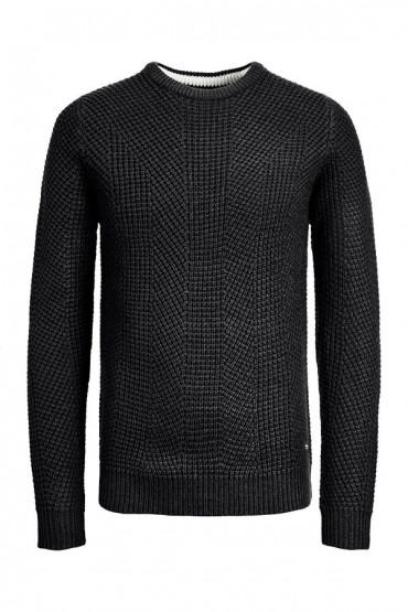 JJSTANFORD KNIT CREW NECK PS - ΜΑΥΡΟ