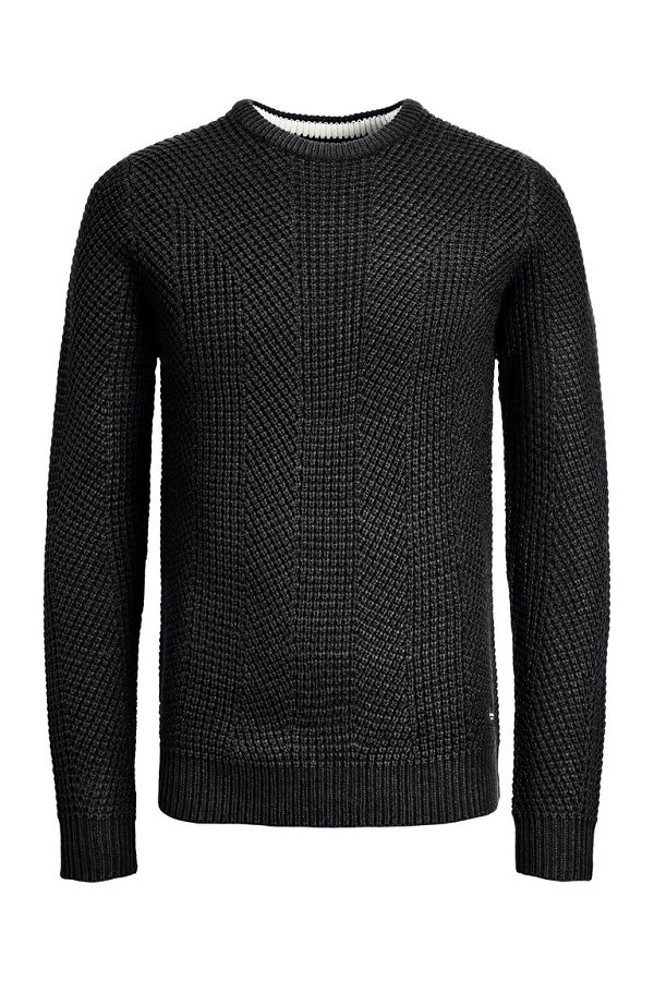JJSTANFORD KNIT CREW NECK PS - ΜΑΥΡΟ
