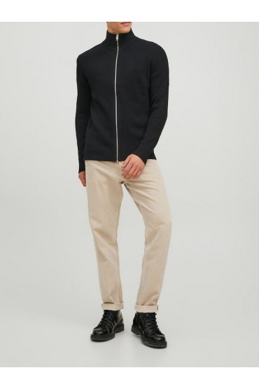 JWHPERFECT KNIT ZIP CARDIGAN - ΜΑΥΡΟ