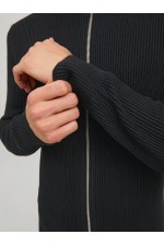 JWHPERFECT KNIT ZIP CARDIGAN - ΜΑΥΡΟ