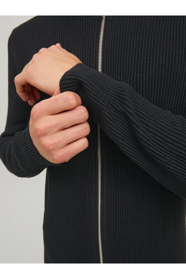JWHPERFECT KNIT ZIP CARDIGAN - ΜΑΥΡΟ