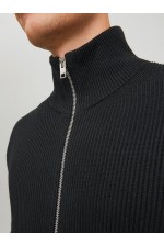 JWHPERFECT KNIT ZIP CARDIGAN - ΜΑΥΡΟ