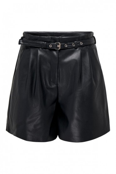 ONLHEIDI FAUX LEATHER SHORTS NOOS OTW - ΜΑΥΡΟ