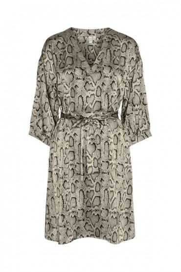VMOSNAKE L/S ABK V-NECK DRESS WVN BTQ - ΜΑΥΡΟ