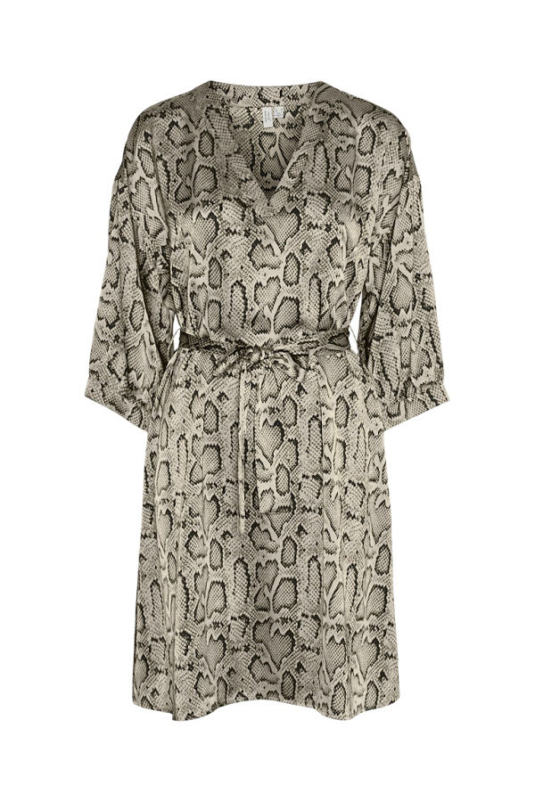 VMOSNAKE L/S ABK V-NECK DRESS WVN BTQ - ΜΑΥΡΟ