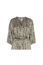 VMOSNAKE L/S ABK V-NECK DRESS WVN BTQ - ΜΑΥΡΟ