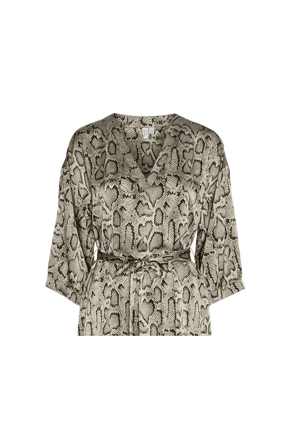 VMOSNAKE L/S ABK V-NECK DRESS WVN BTQ - ΜΑΥΡΟ