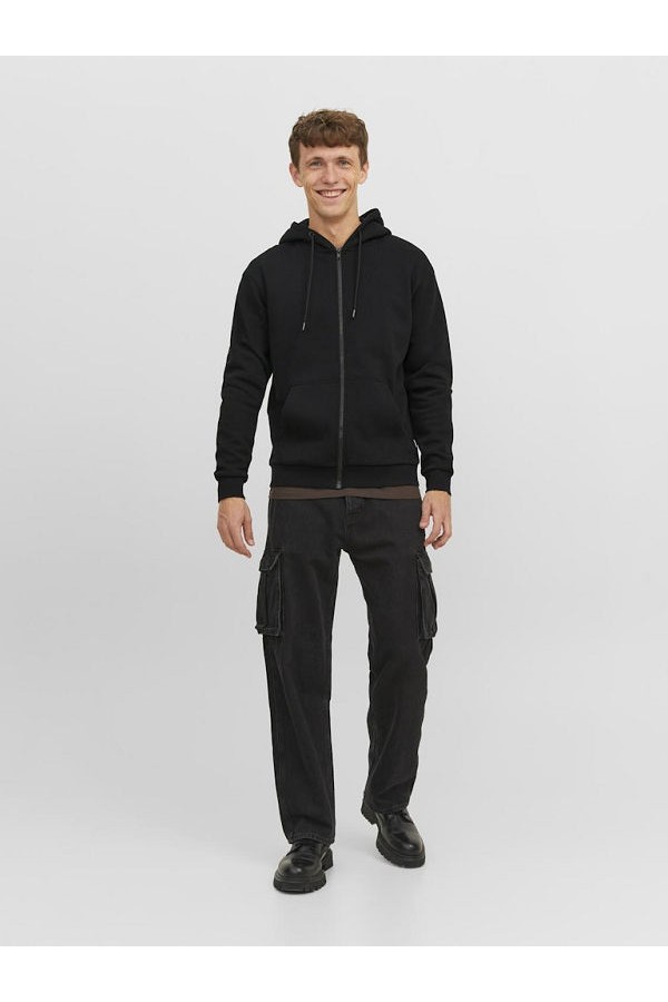 JJEBRADLEY SWEAT ZIP HOOD NOOS - ΜΑΥΡΟ