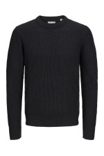 JJROY KNIT CREW NECK - ΜΑΥΡΟ