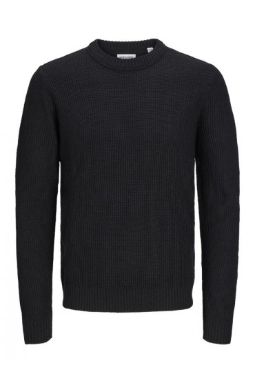 JJROY KNIT CREW NECK - ΜΑΥΡΟ