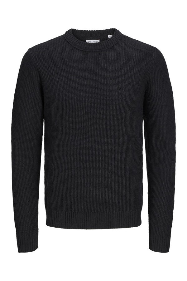 JJROY KNIT CREW NECK - ΜΑΥΡΟ