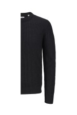 JJROY KNIT CREW NECK - ΜΑΥΡΟ