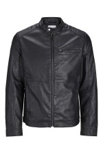 JJEDYLAN PU BIKER JACKET NOOS - ΜΑΥΡΟ