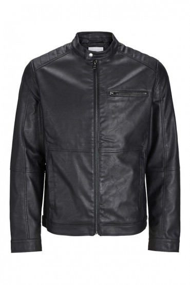 JJEDYLAN PU BIKER JACKET NOOS - ΜΑΥΡΟ