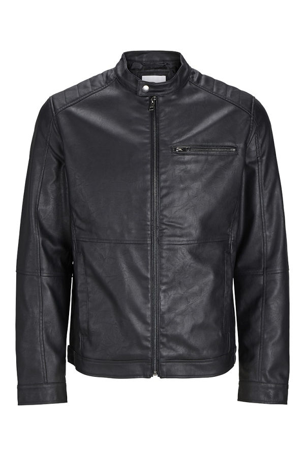 JJEDYLAN PU BIKER JACKET NOOS - ΜΑΥΡΟ