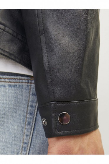 JJEDYLAN PU BIKER JACKET NOOS - ΜΑΥΡΟ