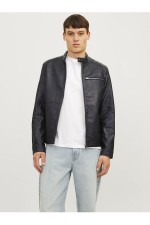 JJEDYLAN PU BIKER JACKET NOOS - ΜΑΥΡΟ