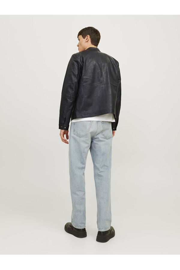 JJEDYLAN PU BIKER JACKET NOOS - ΜΑΥΡΟ