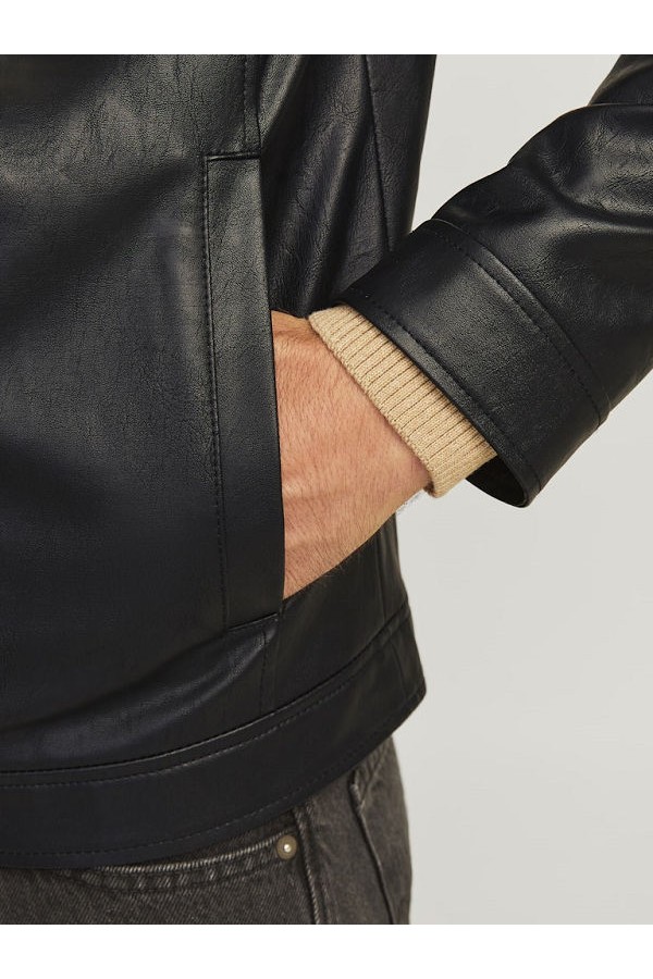 JREBCALEB PU JACKET NOOS - ΜΑΥΡΟ