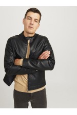 JREBCALEB PU JACKET NOOS - ΜΑΥΡΟ