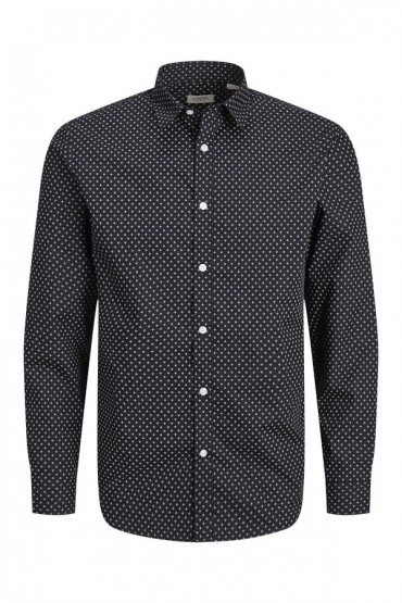 JREBGAVIN PRINT SHIRT LS - ΜΑΥΡΟ