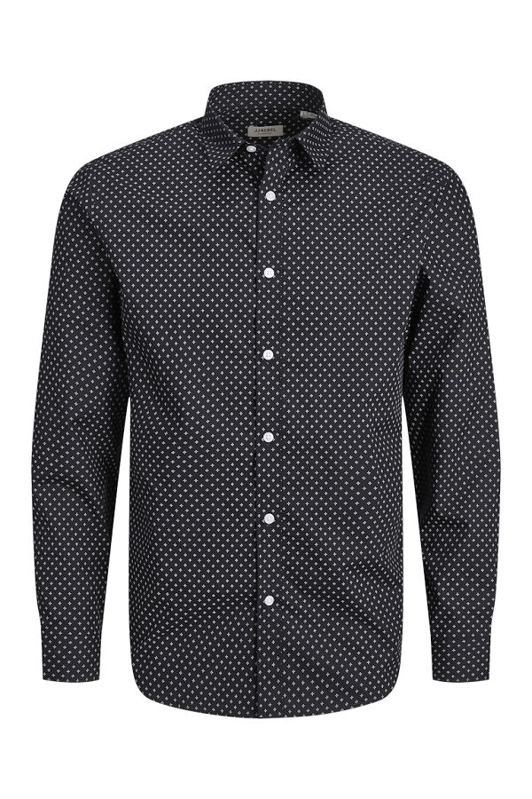 JREBGAVIN PRINT SHIRT LS - ΜΑΥΡΟ