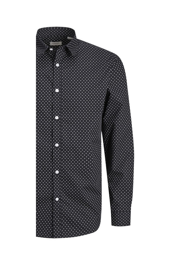 JREBGAVIN PRINT SHIRT LS - ΜΑΥΡΟ