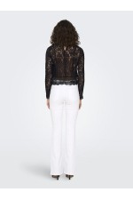 ONLNEW KARO LS LACE TOP WVN - ΜΑΥΡΟ