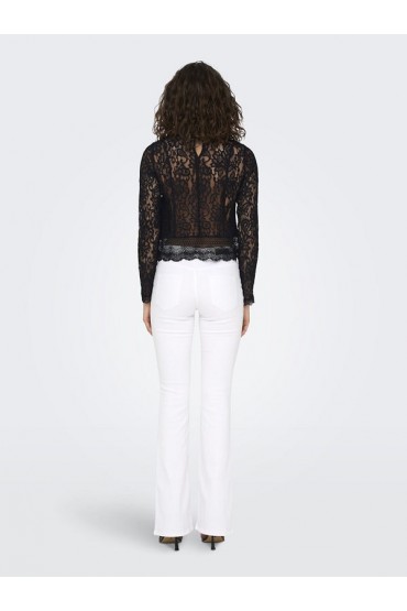 ONLNEW KARO LS LACE TOP WVN - ΜΑΥΡΟ