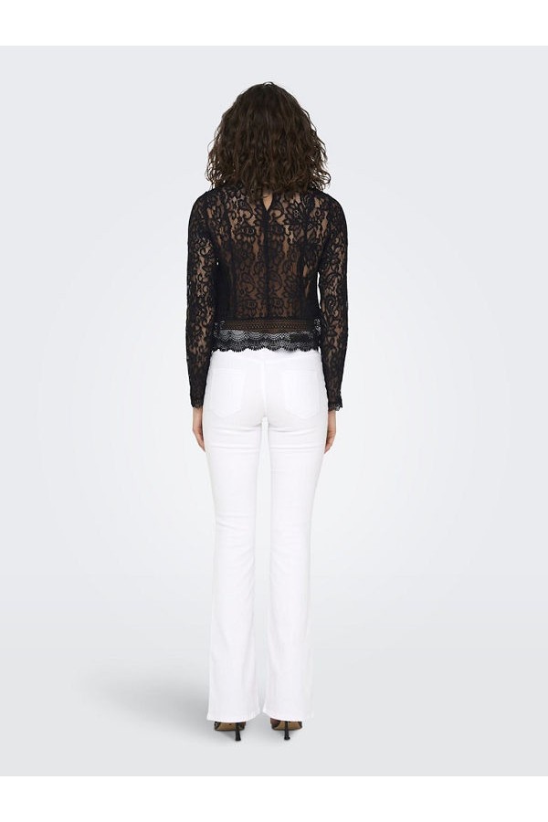 ONLNEW KARO LS LACE TOP WVN - ΜΑΥΡΟ