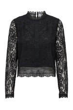 ONLNEW KARO LS LACE TOP WVN - ΜΑΥΡΟ