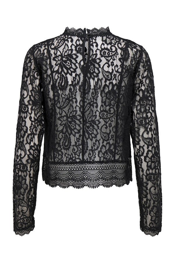 ONLNEW KARO LS LACE TOP WVN - ΜΑΥΡΟ
