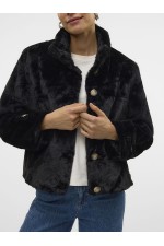 VMSONJAEVA SHORT FAUX FUR JACKET GA BOO - ΜΑΥΡΟ