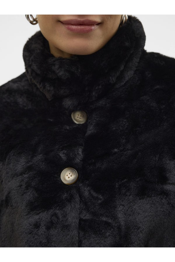 VMSONJAEVA SHORT FAUX FUR JACKET GA BOO - ΜΑΥΡΟ