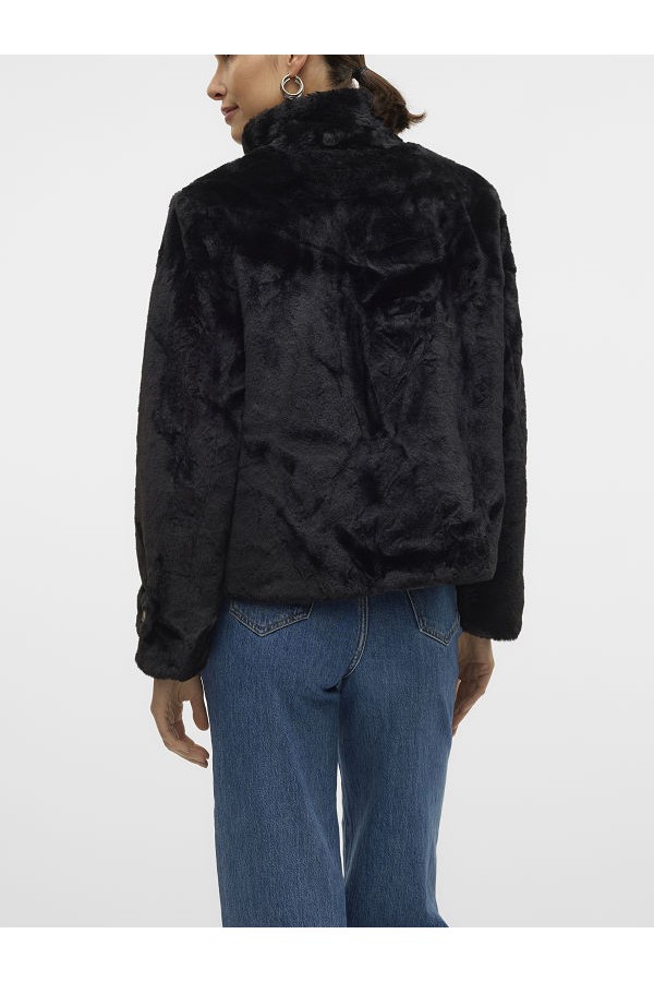 VMSONJAEVA SHORT FAUX FUR JACKET GA BOO - ΜΑΥΡΟ