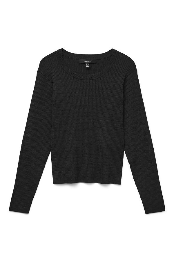 VMSILJE LS O-NECK CABLE PULLOVER NOOS - ΜΑΥΡΟ