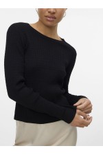 VMSILJE LS O-NECK CABLE PULLOVER NOOS - ΜΑΥΡΟ