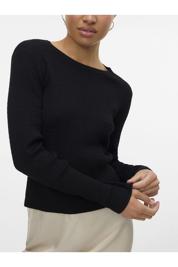 VMSILJE LS O-NECK CABLE PULLOVER NOOS - ΜΑΥΡΟ