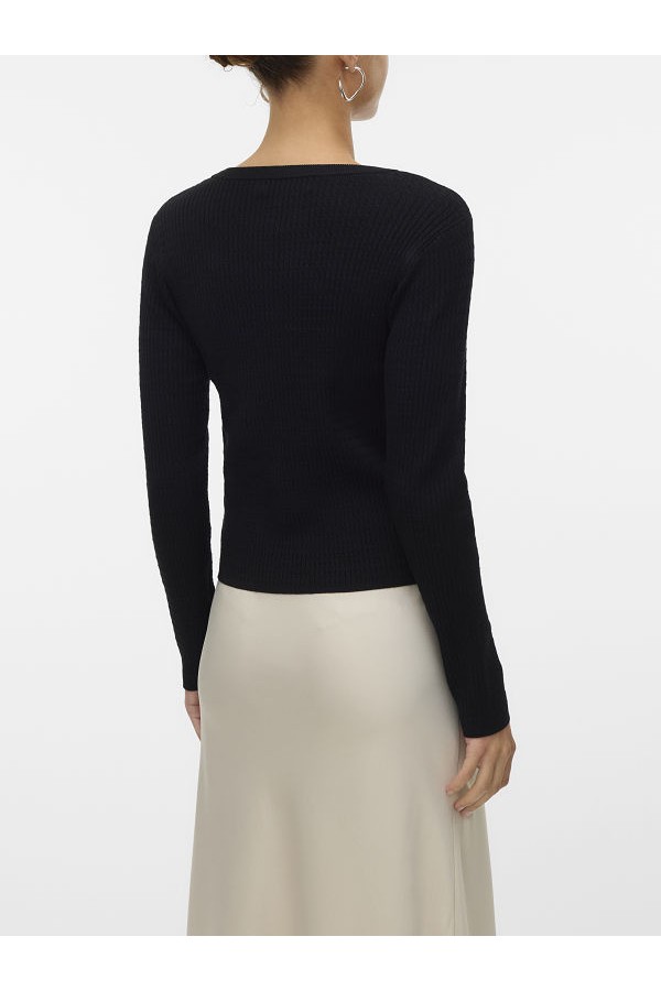 VMSILJE LS O-NECK CABLE PULLOVER NOOS - ΜΑΥΡΟ