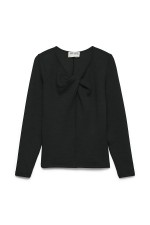 AWTAMMIE LS V-NECK TOP - ΜΑΥΡΟ