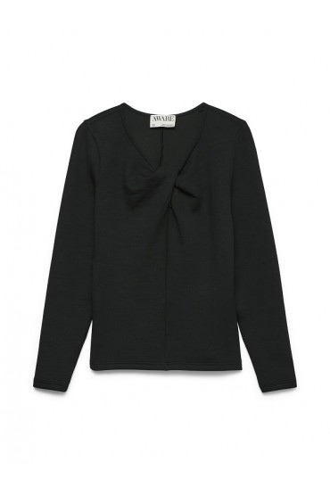 AWTAMMIE LS V-NECK TOP - ΜΑΥΡΟ