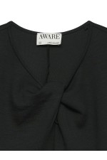 AWTAMMIE LS V-NECK TOP - ΜΑΥΡΟ