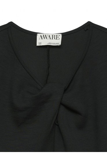 AWTAMMIE LS V-NECK TOP - ΜΑΥΡΟ