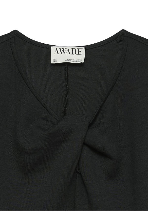 AWTAMMIE LS V-NECK TOP - ΜΑΥΡΟ